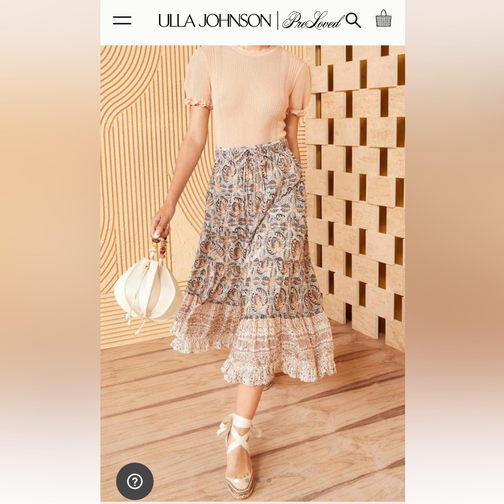 Ulla Johnson Patterned Maxi Skirt - Cream and Blue